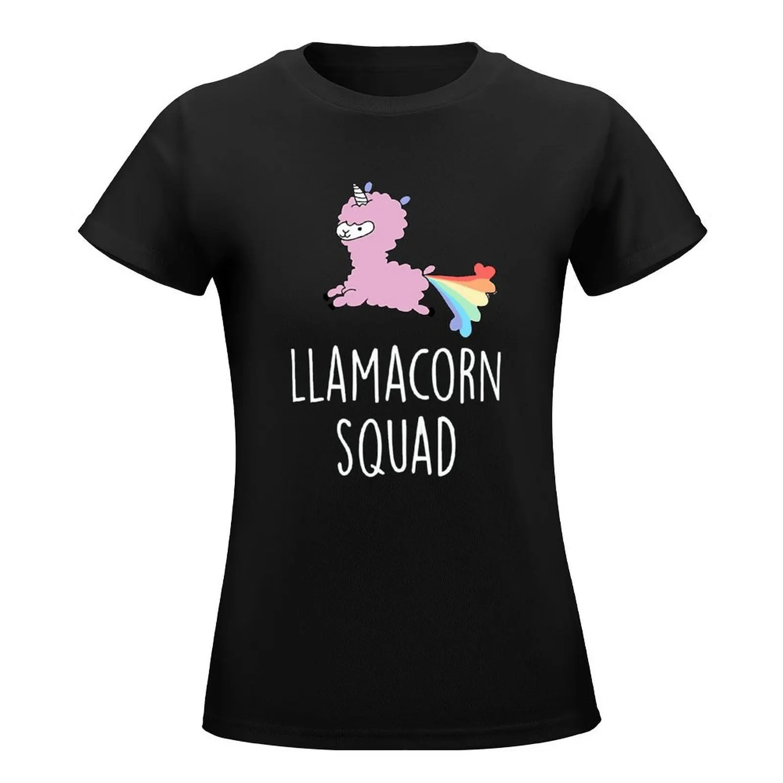 Camiseta divertida de la Llama del unicornio del escuadrón de Llamacorn para mujer, blusa, camisetas de moda