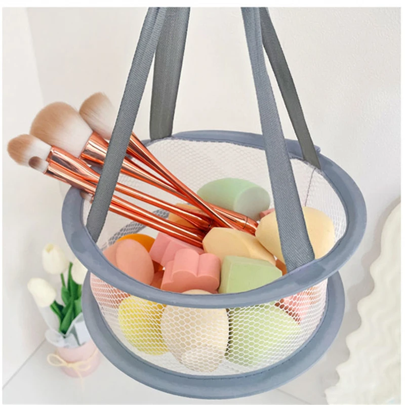 

Fashion Pink Gray Makeup Tool Drying Net Home Dormitory Makeup Brush Drying Storage Net Bag Beauty Egg Organizer Hanging Bags