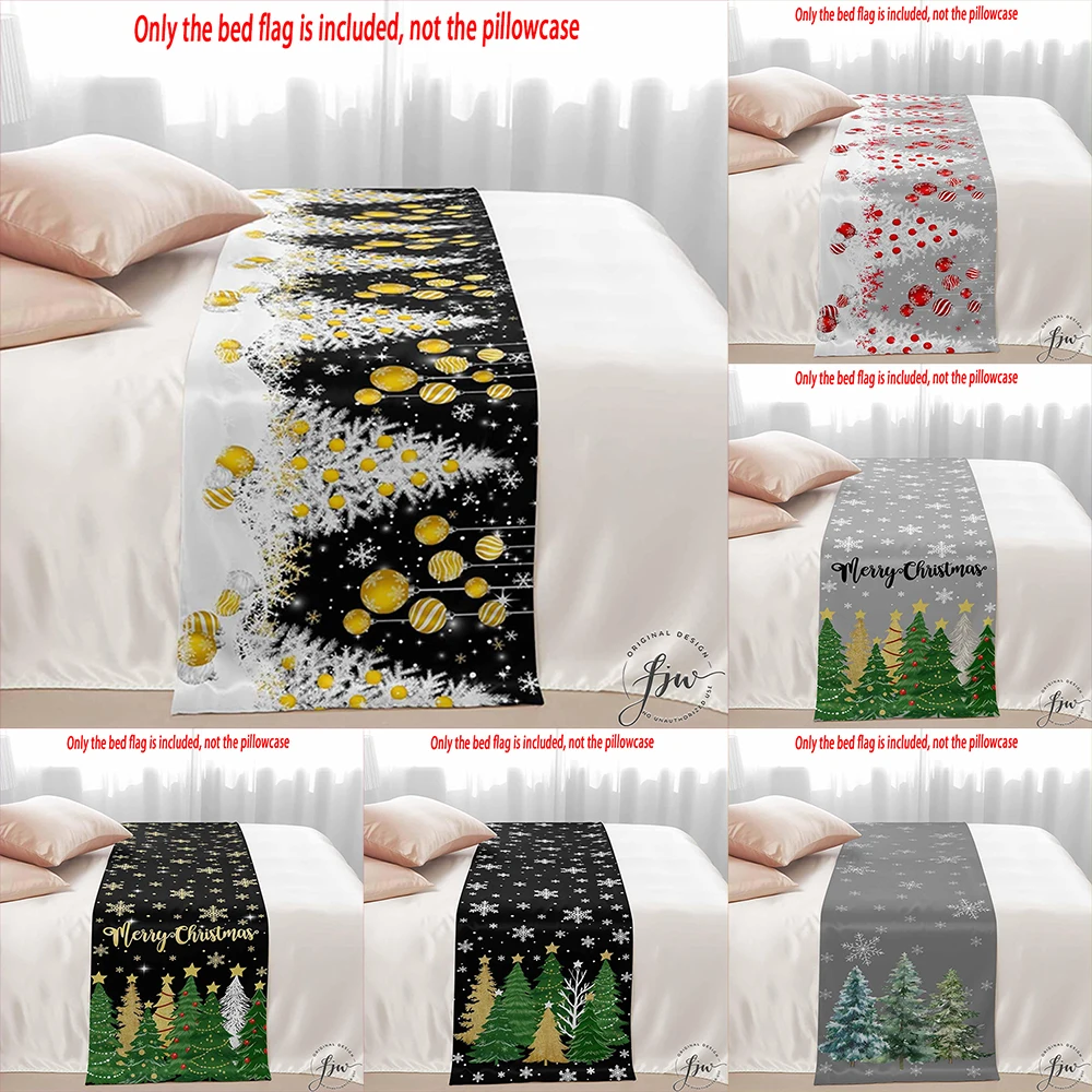1pc Merry Christmas Tree Bed Flag Decor Bed flag only,Elegant bedroom without pillowcasegift for people
