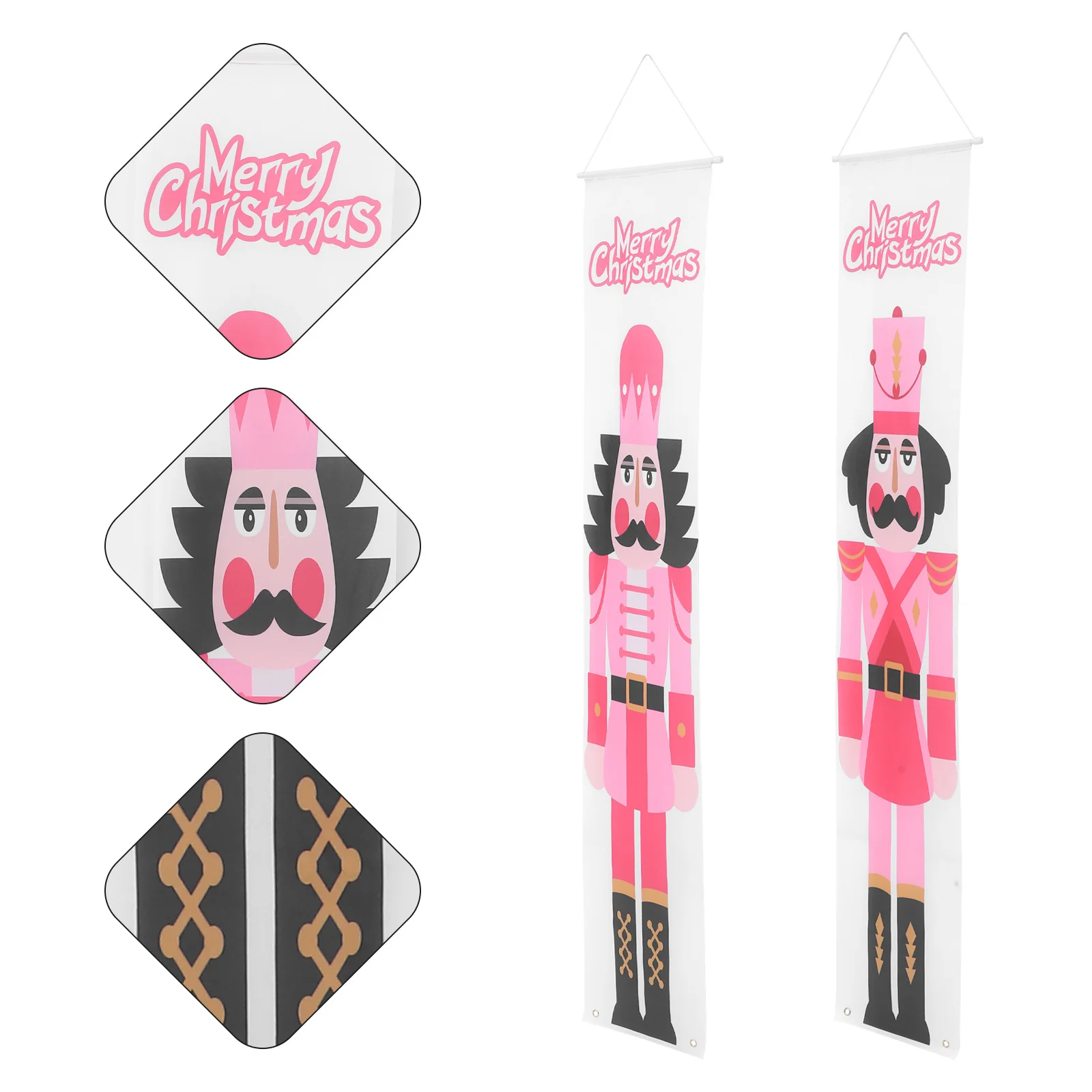 

1Pair Nutcracker Themed Door Couplets Christmas Decorative Banners for Front Porch Indoor Outdoor Party Xmas Hanging Decoration