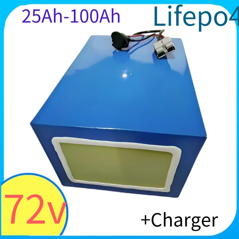 

Batterie au lithium LiFePO4 avec chargeur, 72V, 50Ah, 60Ah, 40Ah, 100Ah, 80Ah, BMS pour scooter, vélo électrique, moto, 3000W
