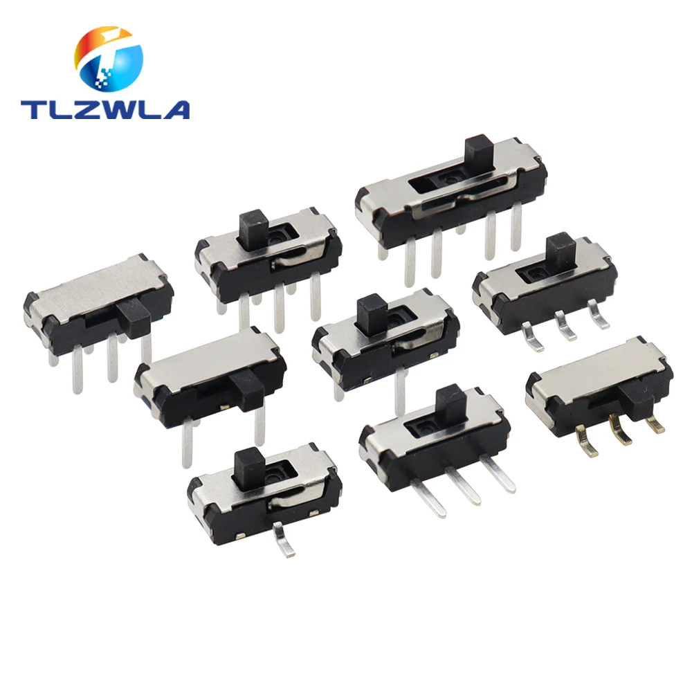 10PCS Slide Switch Micro-power Toggle Switch Single and Double-row Direct-inserted Horizontal Sliding Second Gear Third Gear