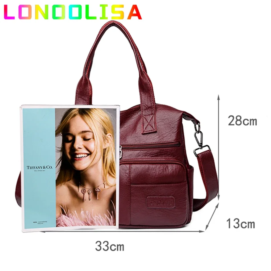 Bolsa de ombro estilo vintage para mulheres, couro PU, bolsa casual grande luxuosa, bolsa mensageiro simples na moda, saco tiracolo grande