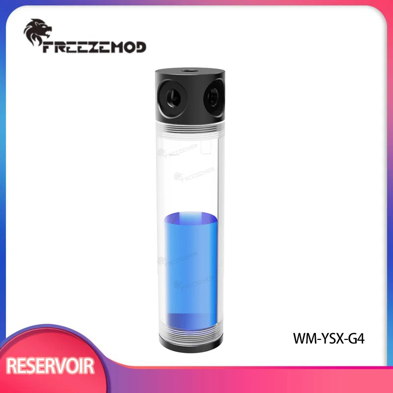 FREEZEMOD 14/19/24/30/40cm Computer Water-cooled Transparent Cylindrical Water Tank Liquid Cooled Four Hole POM Cover WM-YSX-G4