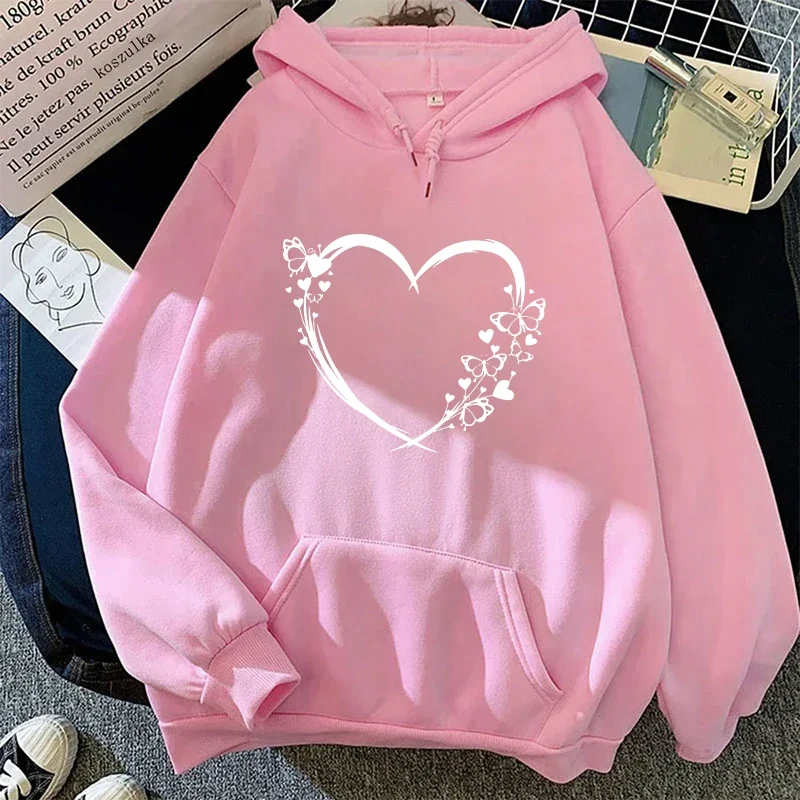 Herz Gedruckt Hoodie für Frau Hohe Qualität Hoode Langarm Pullover Herbst Winter Weibliche Täglich Casual Sport Lose Sweatshirts