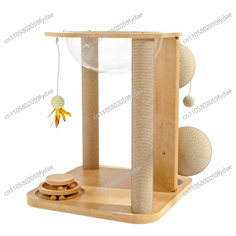Oak climbing frame cat litter integrated turntable toy design pet supplies