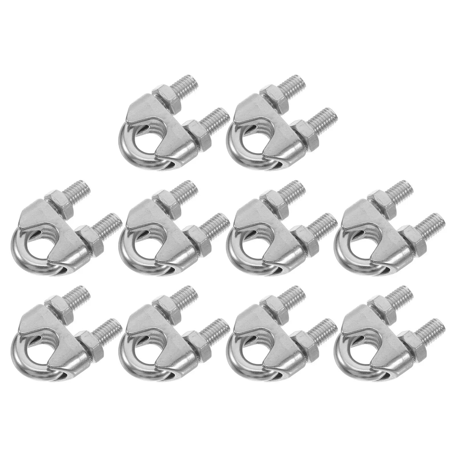 10Pcs Stainless Steel U-Shaped Wire Rope Clamp Clip Cable Clamp Collar for Rigging Fencing Cable Cord Metal Clamps