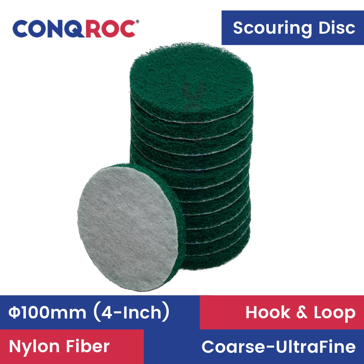 25-Piece 100mm(4-Inch) Scouring Discs Nylon Fiber Scouring Pads Hook and Loop for Rust Removing and Cleaning