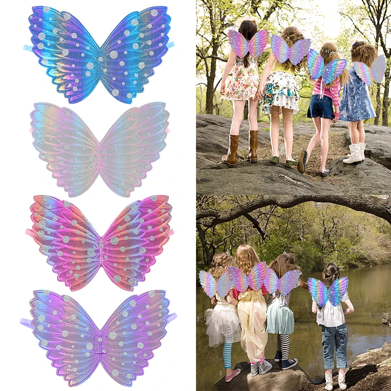 Coloful Butterfly Wing Children Kids Girls Cosplay Party Angel Wing Costume Prop for Birthday Gift Holiday Carnival Party Supply