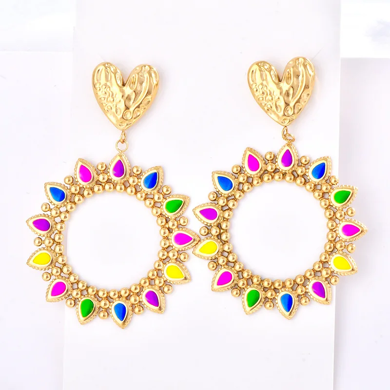 Cross-Border New Fashion Earrings for Women European and American Retro Exaggerated Earrings Wholesale Bohemian Ethnic Style Light Luxury High-End