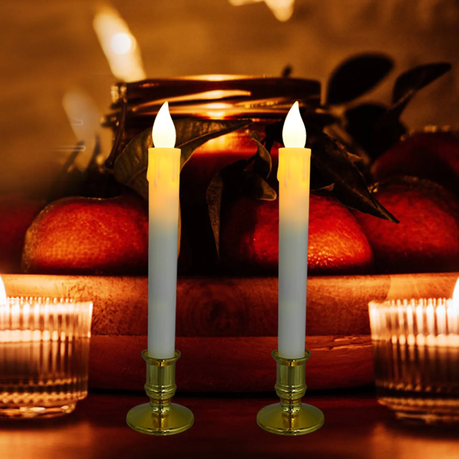 4 قطعة أضواء LED واقعية عديمة اللهب تعمل الشموع أضواء مستدقة الزخرفية أجواء المنزل الطرف