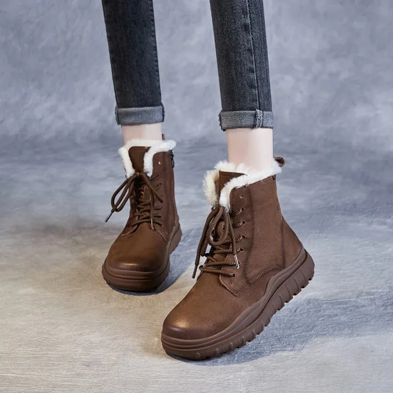 

2025 5 см замшевые модные женские ботинки на танкетке из натуральной кожи, ботильоны, этническая осенне-весенняя мотоциклетная обувь на молнии