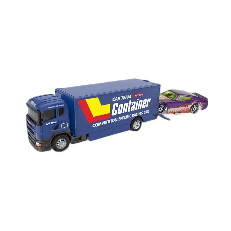 1:64 Scale Container Alloy Trailer Model Toy Car Diecast Metal Movable Joint Pull Back Engineering Vehicles Models Gifts for Boy - view 5