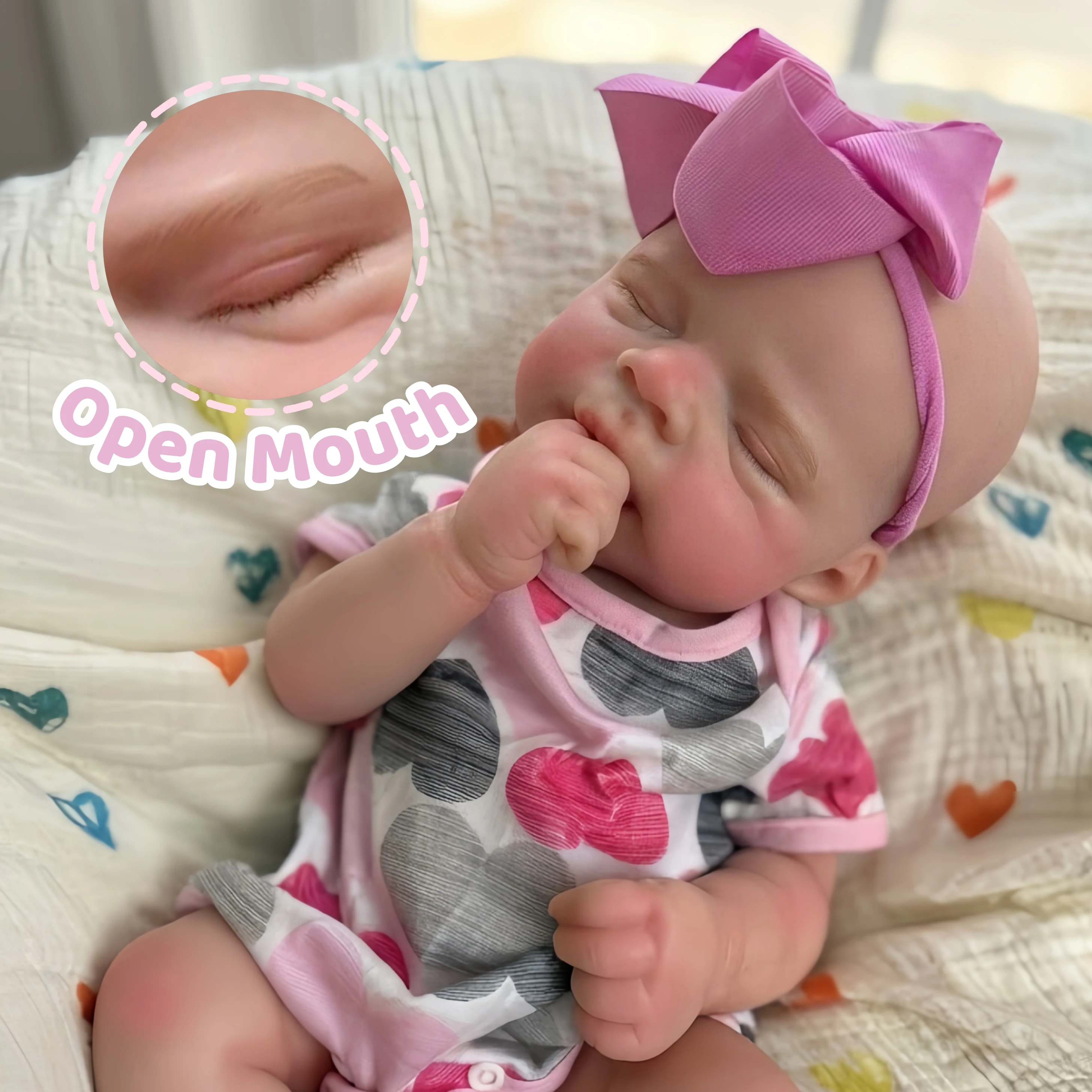 18 Inch Open Mouth Pascale Soft Silicone Reborn Doll, Washable, Lifelike Hand Painted Skin, Bebe Reborn De Silicona