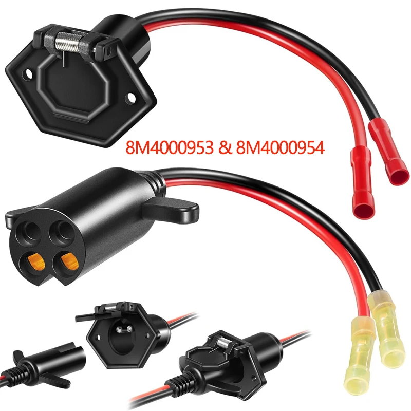 Boat Male Female Trolling Motor Connector Electrical Plug Socket Kit 8M4000953 & 8M4000954 For 12V, 24V, 36V Trolling Motors