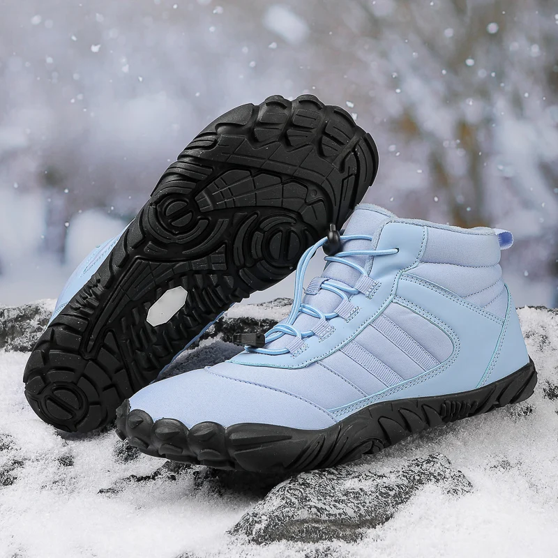 Womens Mens Waterproof Winter Barefoot Shoes Snow Boots Cotton Warm Fur Lined Unisex Walking Hiking Outdoor Shoes