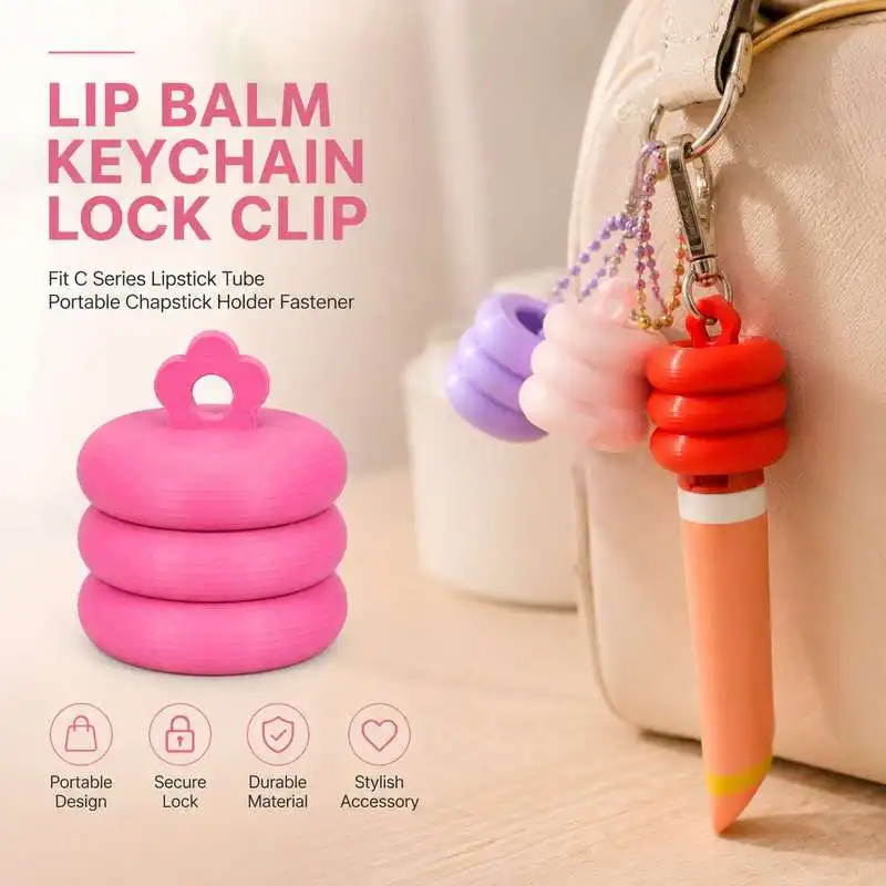Lip Balm Keychain Lock Clip Fit C Series Lipstick Tube Portable Chapstick Holder Fastener