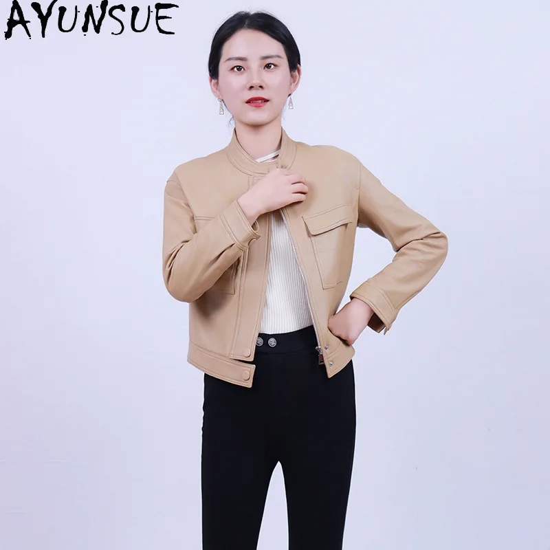 AYUNSUE 100% pelle di pecora vera giacca di pelle da donna 2025 cappotti da donna stile corto giacche da moto vestiti autunnali onderdelenха Жiichtха Ж misce
