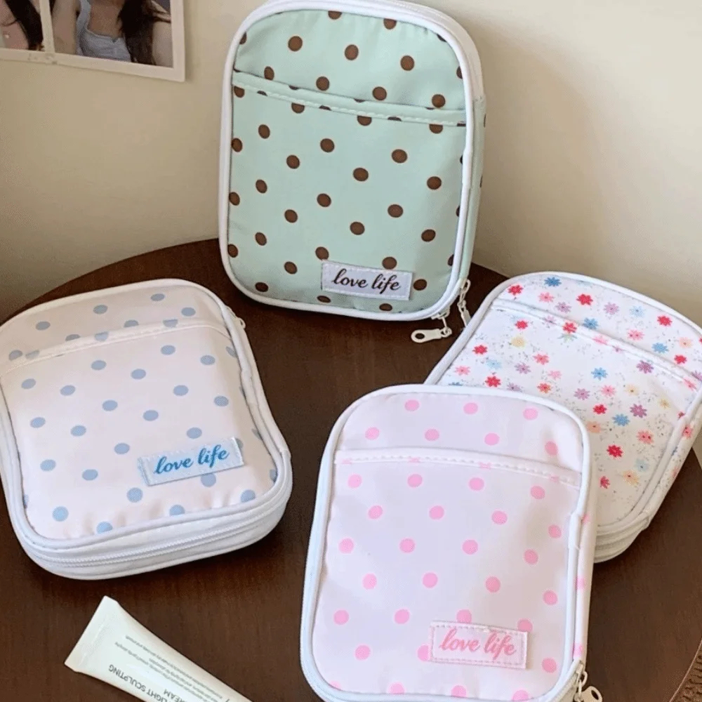 Multi‑Layer Polka Dot Pencil Case With Transparent Window Portable Large‑Capacity Lightweight Cosmetic Makeup Bag For Women