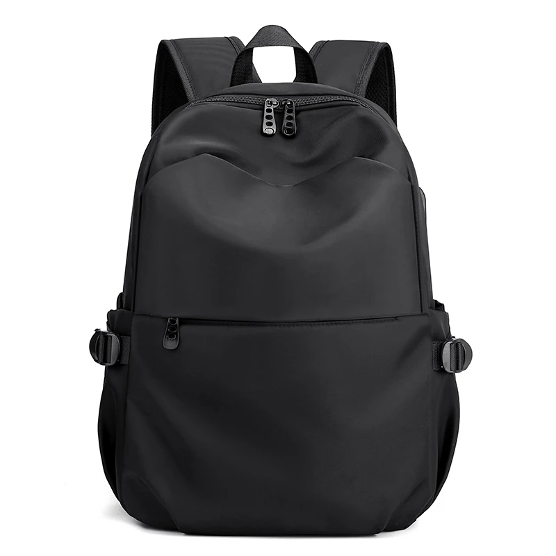 USB Charging Simple Nylon Black Travel Backpacks  Men Waterproof Rucksack For 15.6 Inch Laptop Business Outside School Boy Bags