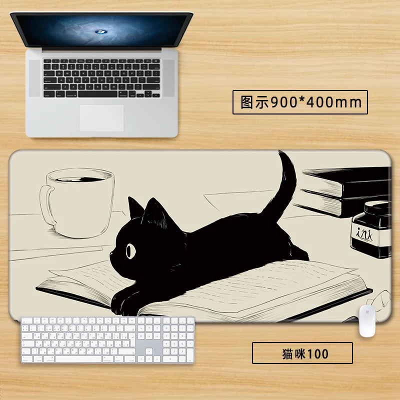 Entzückendes rosa Katzen-Mauspad – XXL-Cute-Kitty-Gaming-Schreibtischunterlage für Mädchen, rutschfestes Computerpad mit weicher Oberfläche für Büro und Zuhause