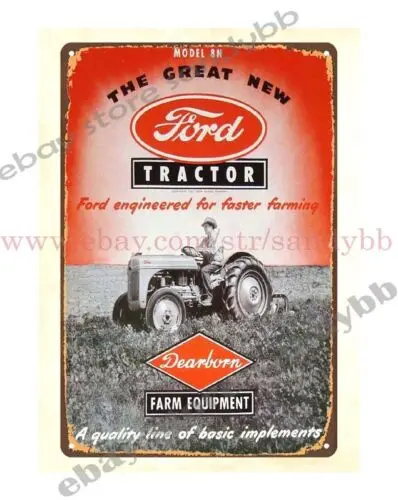 1948s agricultural machinery Tractor Dearborn Farm Equipment metal tin sign