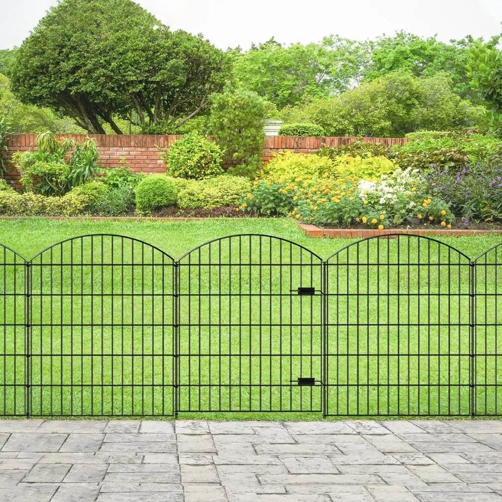 Metal Garden Gate and Fences Outdoor 1 Gate + 4 Fence Panels 43.2in Tall and Total Length 14.75ft Heavy Duty Fencing