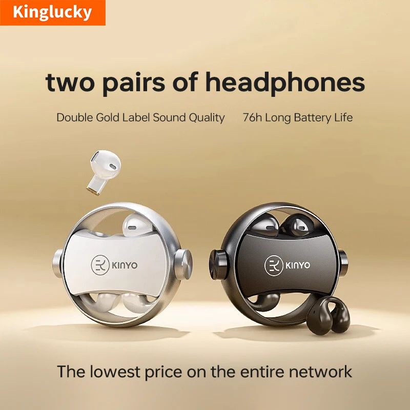 Kinglucky A20 หูฟังคู่ หูฟังไร้สาย True Bluetooth5.3 หูฟัง อายุการใช้งานแบตเตอรี่สูง ชนิดใส่ในหู ชนิดคลิปหนีบหู