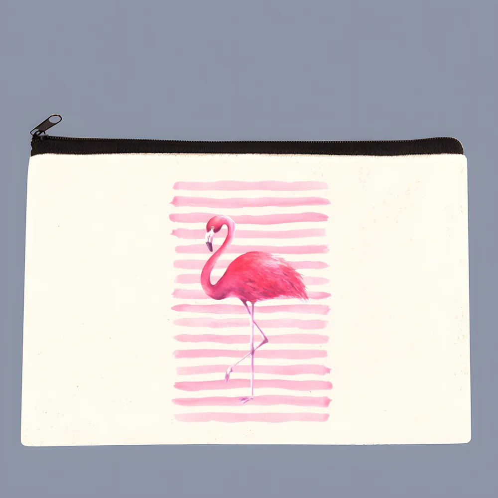 Flamingo Fashion Makeup Bag Travel Storage Bag Canvas Printed Letter Zero Wallet, Small Item Storage Holiday Gift
