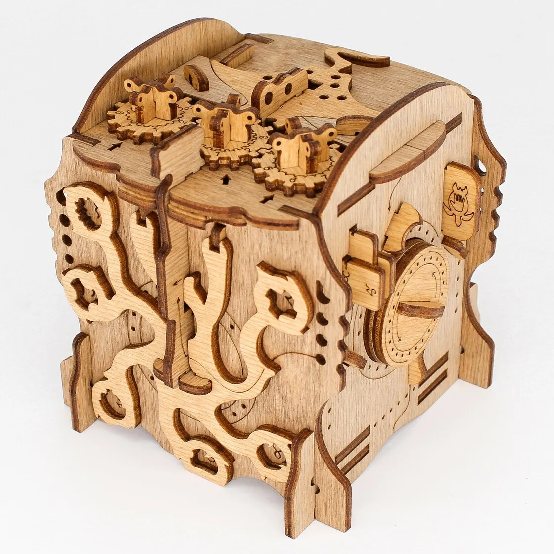 GM Same Spanish Wooden PUZZLE Nautilus Level 10 Difficulty High IQ Brain-burning Toy Mechanism Box