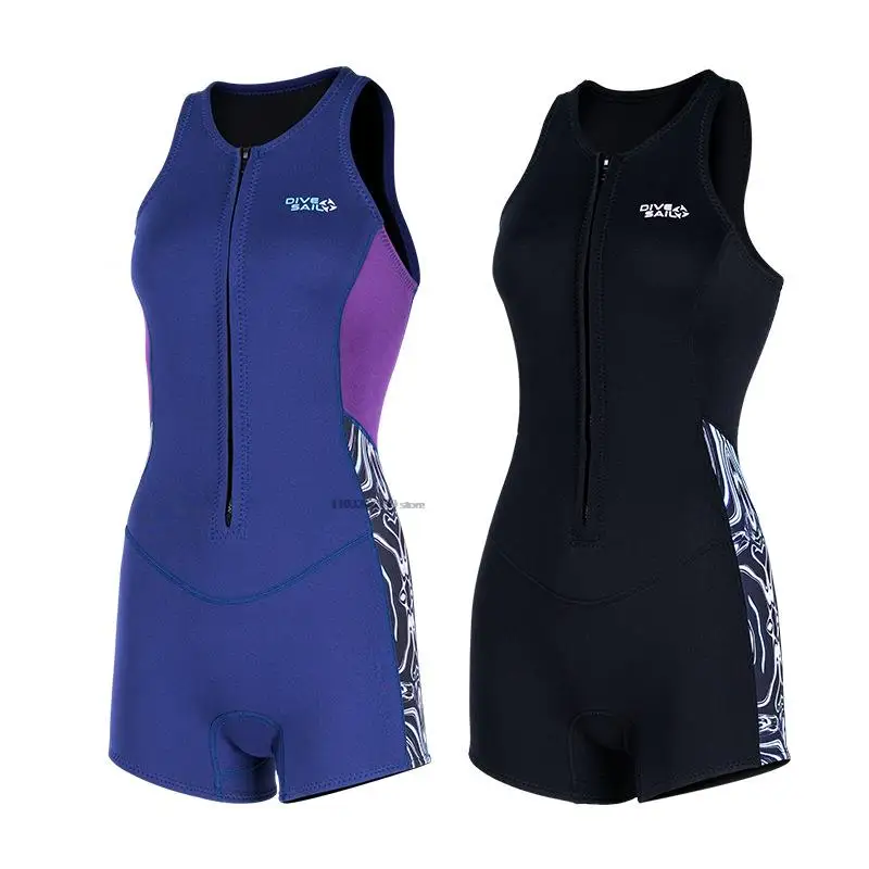 2MM Neoprene Wetsuit Female Sleeveless One Piece Swimsuit Front Zip Wetsuit Surfing Swimming Summer Beach Wear Swimming