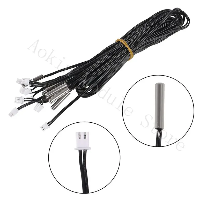 10Pcs 1M NTC 10K 3950 Ohm Waterproof Temperature Sensor Probe Stainless Digital Thermal Sensor Probe Cable