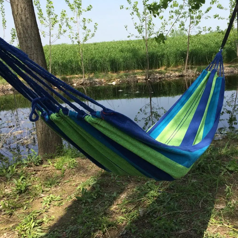Camping Hammock Outdoor Canvas Hammock with Carry Bag Heavy Duty Portable Camping Gear Single Double Person Garden Patio