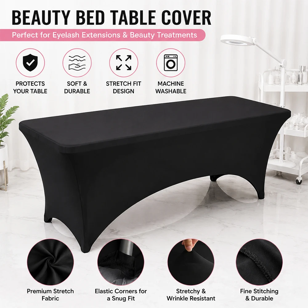 Beauty Salon Massage Elastic Bed Cover High Stretch Wedding Hotel Birthday Table Cover Buffet Cloth Table Set Tablecloth Decor
