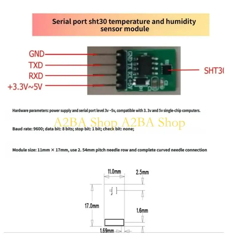 A2BA Miniature Temperature Humidity Sensors Module With Auto Reporting Mode Plugs And Play Design