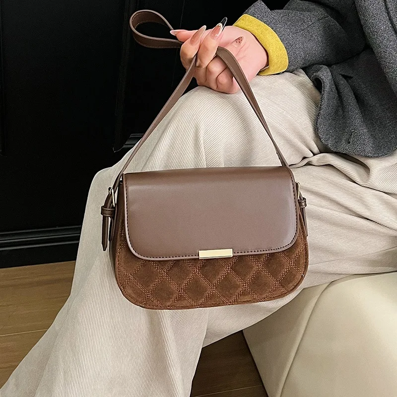 

2025 Autumn Winter Vintage Square Bag, Quilted Crossbody Purse for Women, Textured Shoulder Tote, Minimalist Day to Night Bag