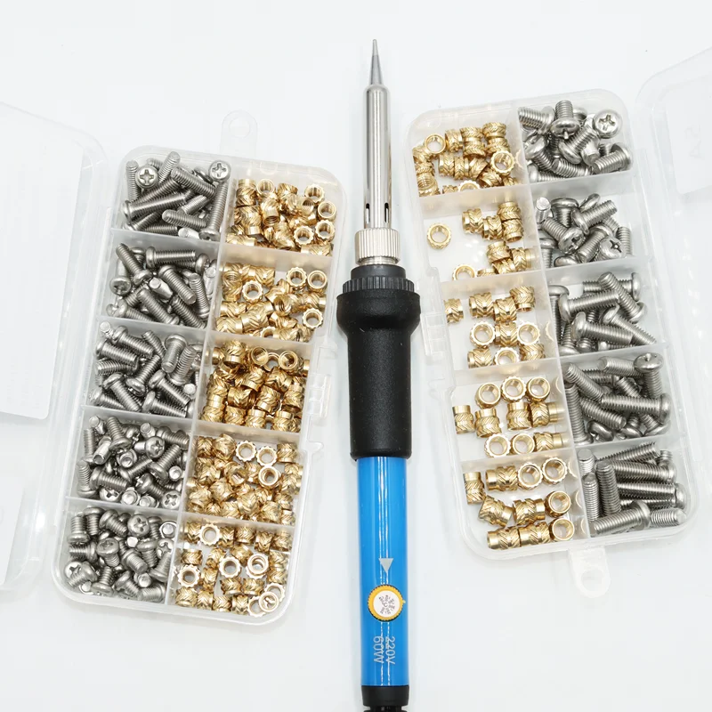 Heat Set Einsatz Lötkolben Spitzenkopf M2 M3 M4 Hot Melt Messing Einsätze Mutter und Bolzen Gewindeeinsatz Kit für Kunststoffdruck 3D – Detail 1