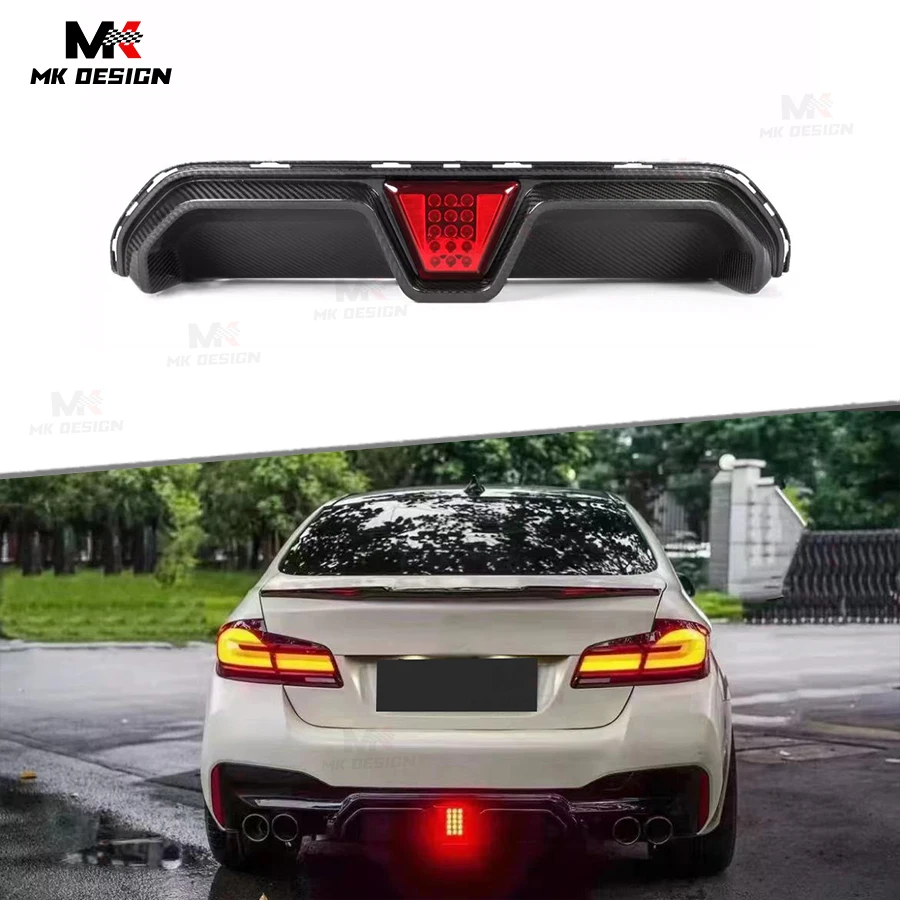 

Carbon Fiber CS Style Rear Diffuser W/ LED Light for BMW F90 M5 LCI 2020-2023 Rear Bumper Lip Diffuser Car Styling