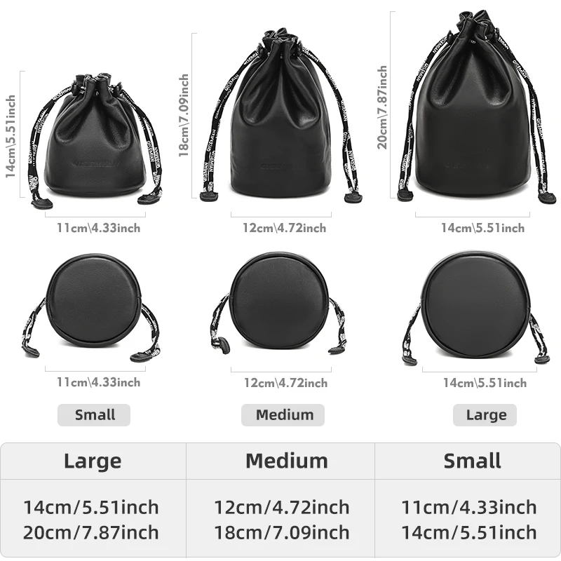 Camera Lens Bag, Lens Storage Bag, Suitable for Canon, Nikon, Sony, Fujifilm DSLR Cameras and Photography Accessories