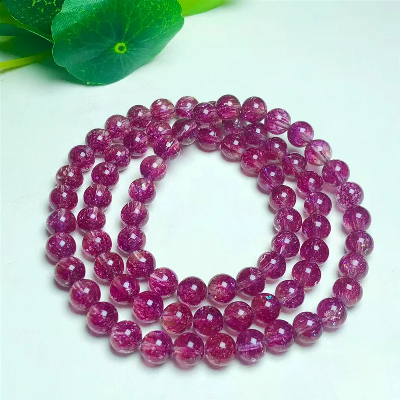 Imagem -05 - Super Seven Quartz Triplo Círculo Pulseira Jóias de Cristal Artesanal Pulseira Esticada Cobre Roxo Natural Presente de Aniversário das Crianças