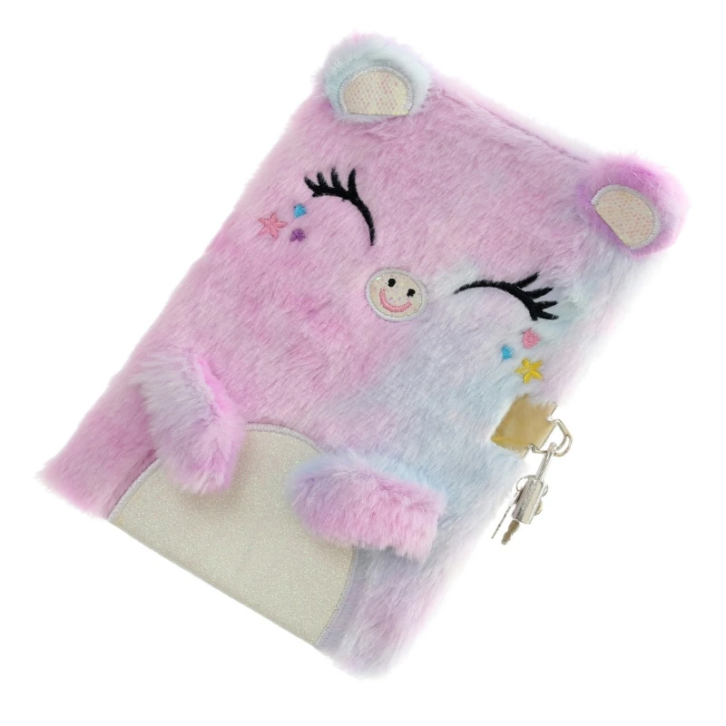 Cartoon Plush Secret with Lock and Keys, Kids Journal Notebook Daily for Writing Drawing Daily Journaling
