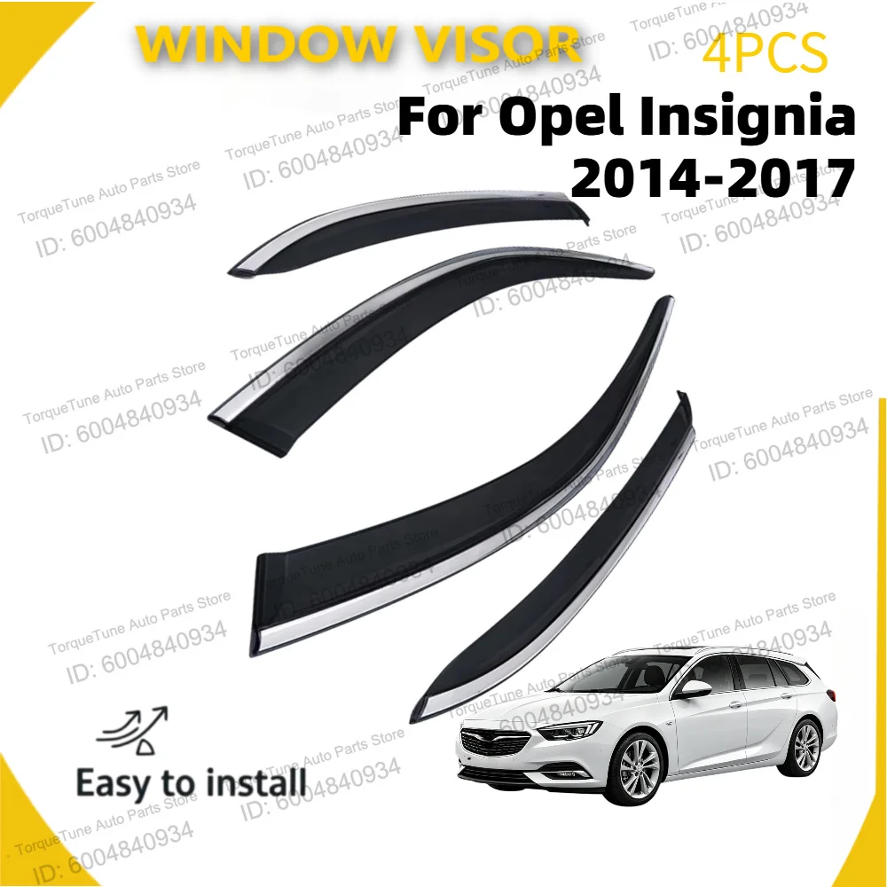 Premium 4Pcs Window Visors for Opel Insignia 2014-2017 - Side Wind Deflectors, Rain Guards, Vent Visor, Sun Shade Shield