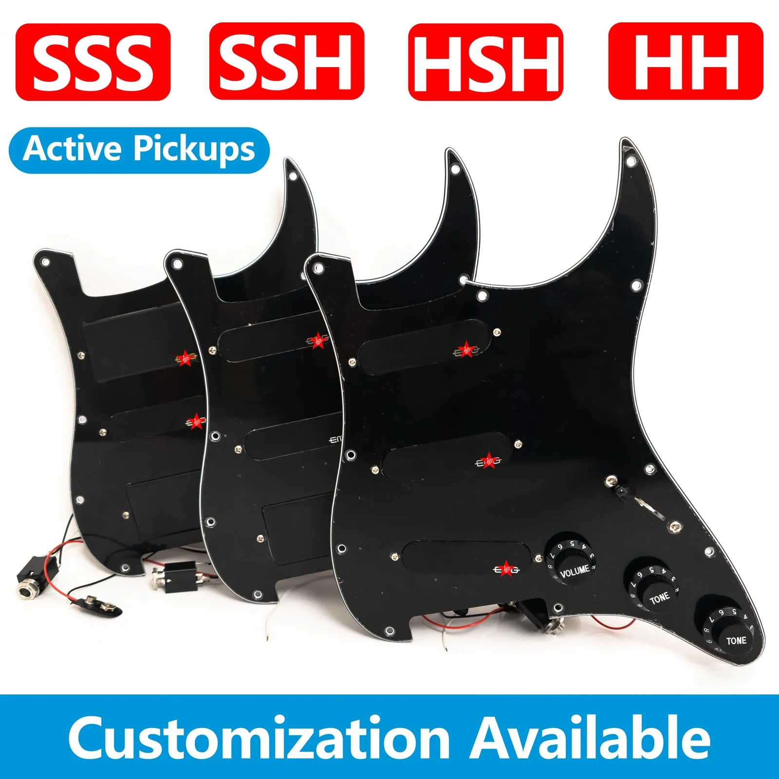 Prewired Active Pickup Guitar Pickguard for ST Guitar SSS SSH HSH HH 9V Battery Custom Colors Upgrade Set