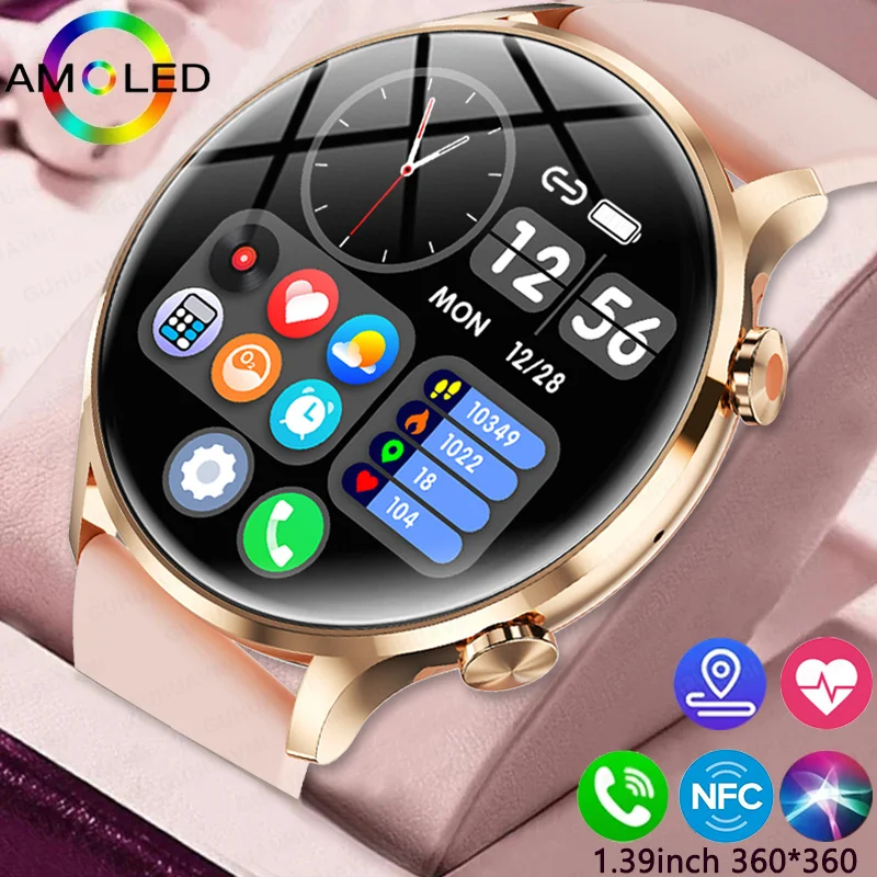 

2024New For Huawei Xiaomi HD Bluetooth Call Smart Watch Women AMOLED 360*360 HD Screen Health Monitoring Sports Waterproof Watc