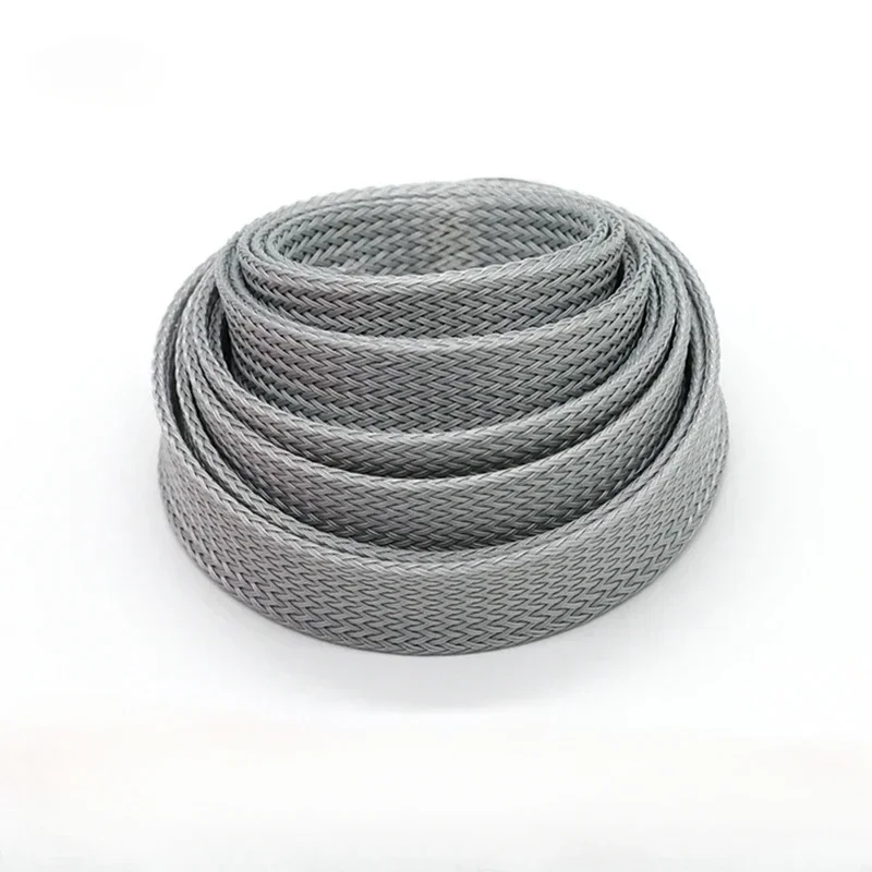 Grey 5M-16.5ft PET Insulation Braided Sleeve 3/4/6/8/10/12/14/16/20mm Cable Protection Wire Harness Expandable Braid Sheath