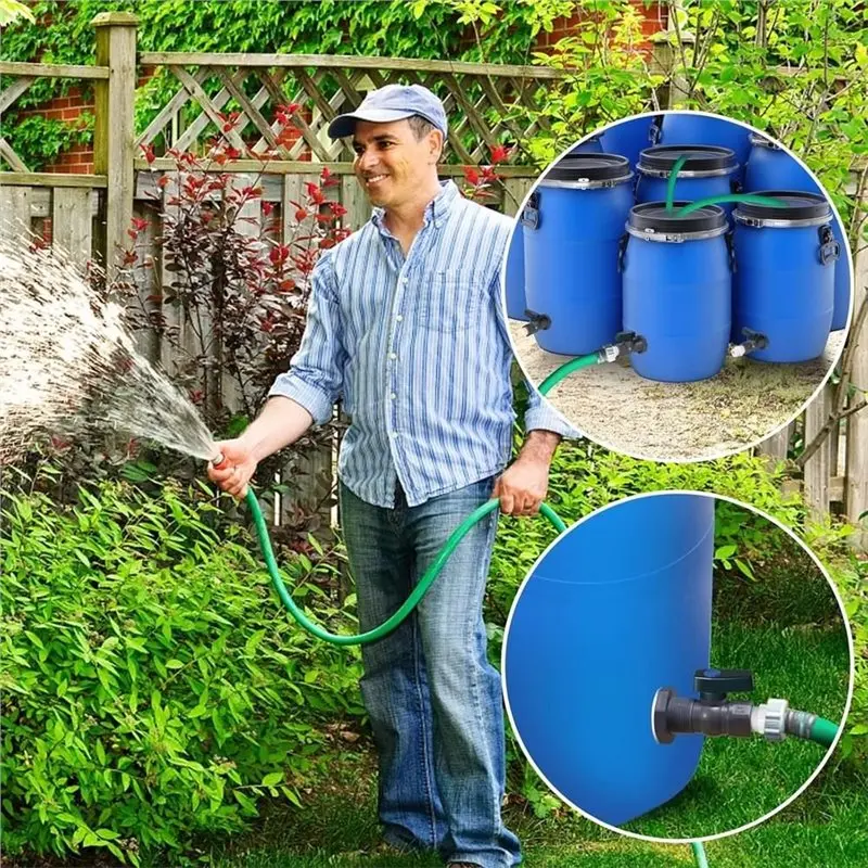 PVC Rainwater Bucket Faucet Kit(2Sets), 3/4 Inch Splitter, Partition Joint Included, Garden Faucet Adapter