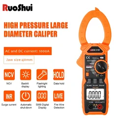 RUOSHUI 615B multimetro a morsetto digitale DC 1500V Tester di tensione intelligente 6000 conteggi retroilluminazione a frequenza di corrente misuratore NCV Ohm