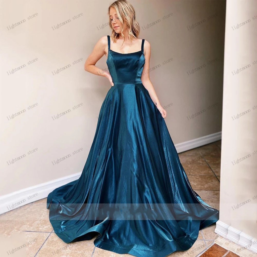 Elegant Evening Dresses A-Line Bridal Gowns Spaghetti Straps Robes For Formal Party Boat Neck Vestidos De Noche Customized 2025