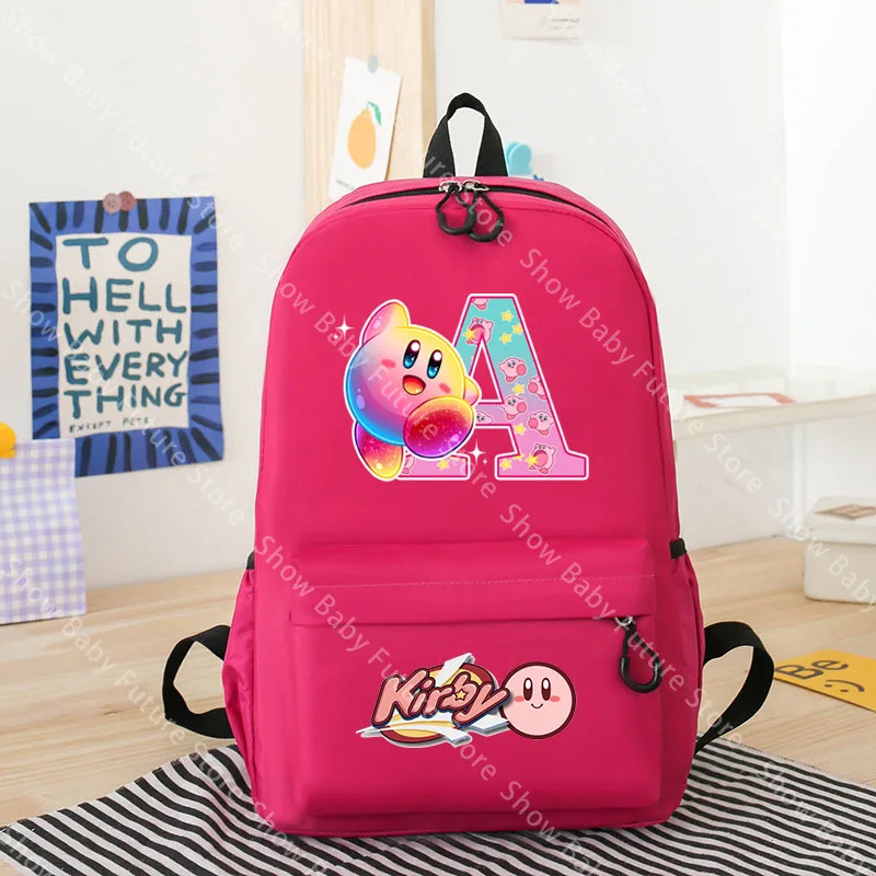 40x12CM Kirby Letter Student SchoolBag for Adult Cartoon Kawaii Knapsack Teenager Backpack Cute Back To School BookBag Rucksack