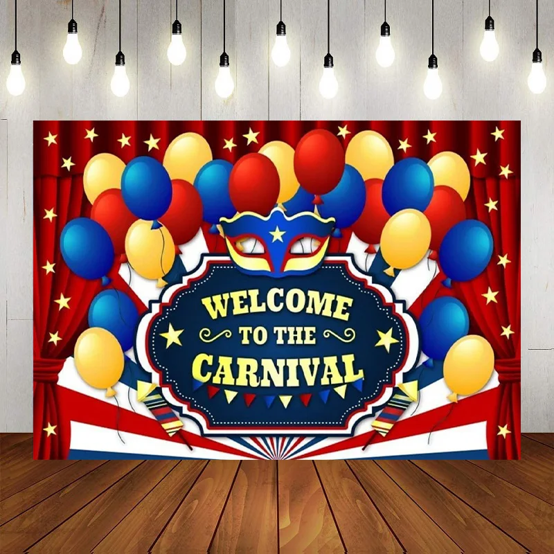 

Vinyl Red Circus Carnival Curtain Stars Decorations Backdrop Birthday Party Photography Background Newborn Baby Shower Banner